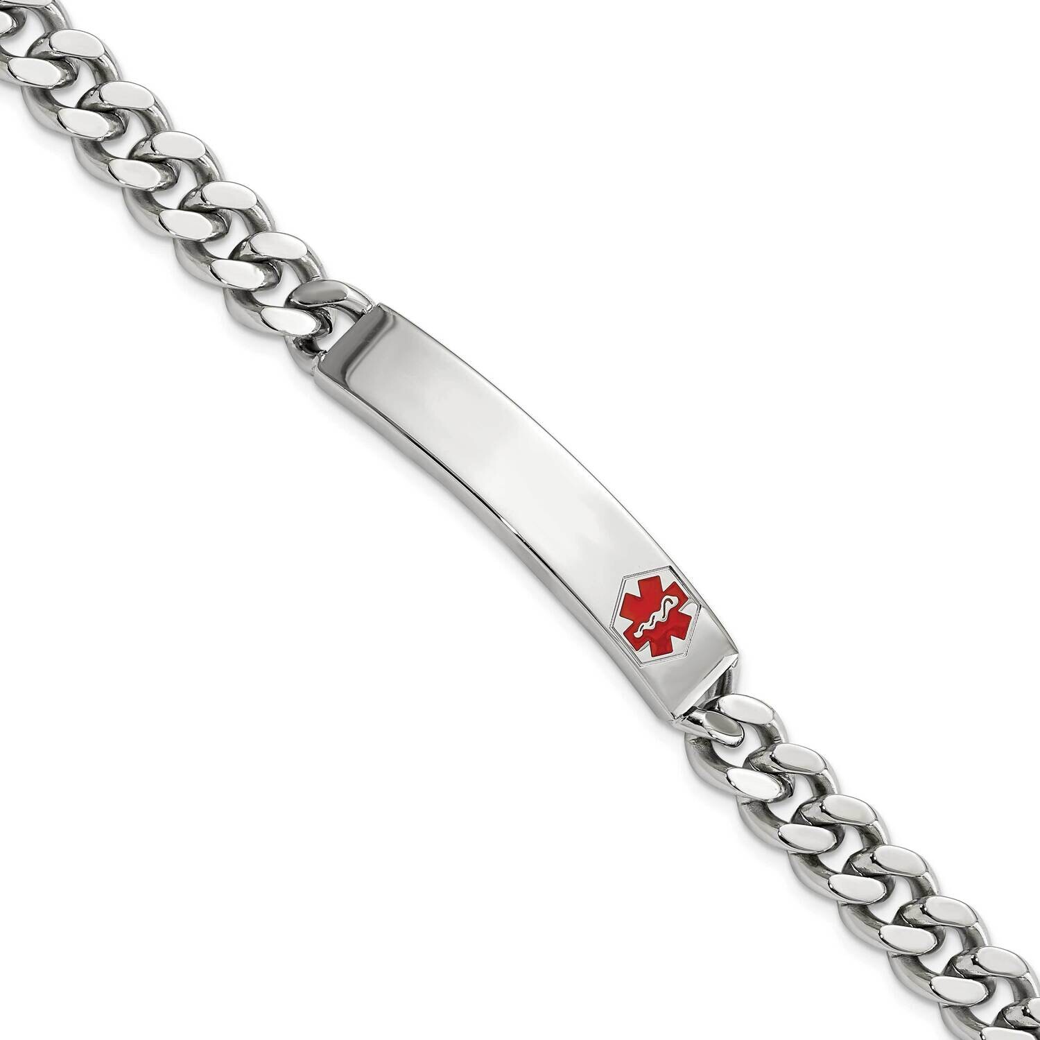 Chisel Polished Red Enamel Medical Id 8.75 Inch Curb Chain Bracelet Stainless Steel SRB3095-8.75 by…