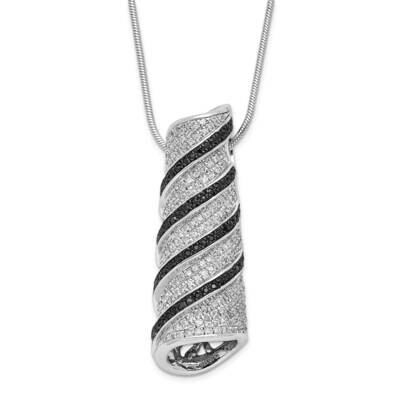 Black &amp; Clear CZ Brilliant Embers Fancy Swirl Necklace Sterling Silver QMP473-18, MPN: QMP473-18, 8…