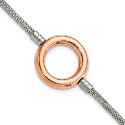 Pink Pvd-Plated Circle Mesh 1.5 Inch Extension Bracelet Stainless Steel SRB931-7.75 by Chisel, MPN:…