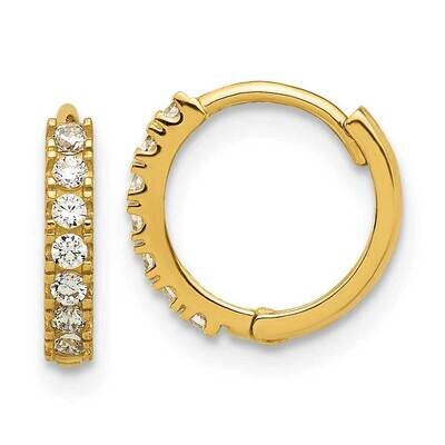Madi K Polished CZ 2mm Hinged Huggie Hoop Earrings 14k Gold SE3063, MPN: SE3063, 196904099155