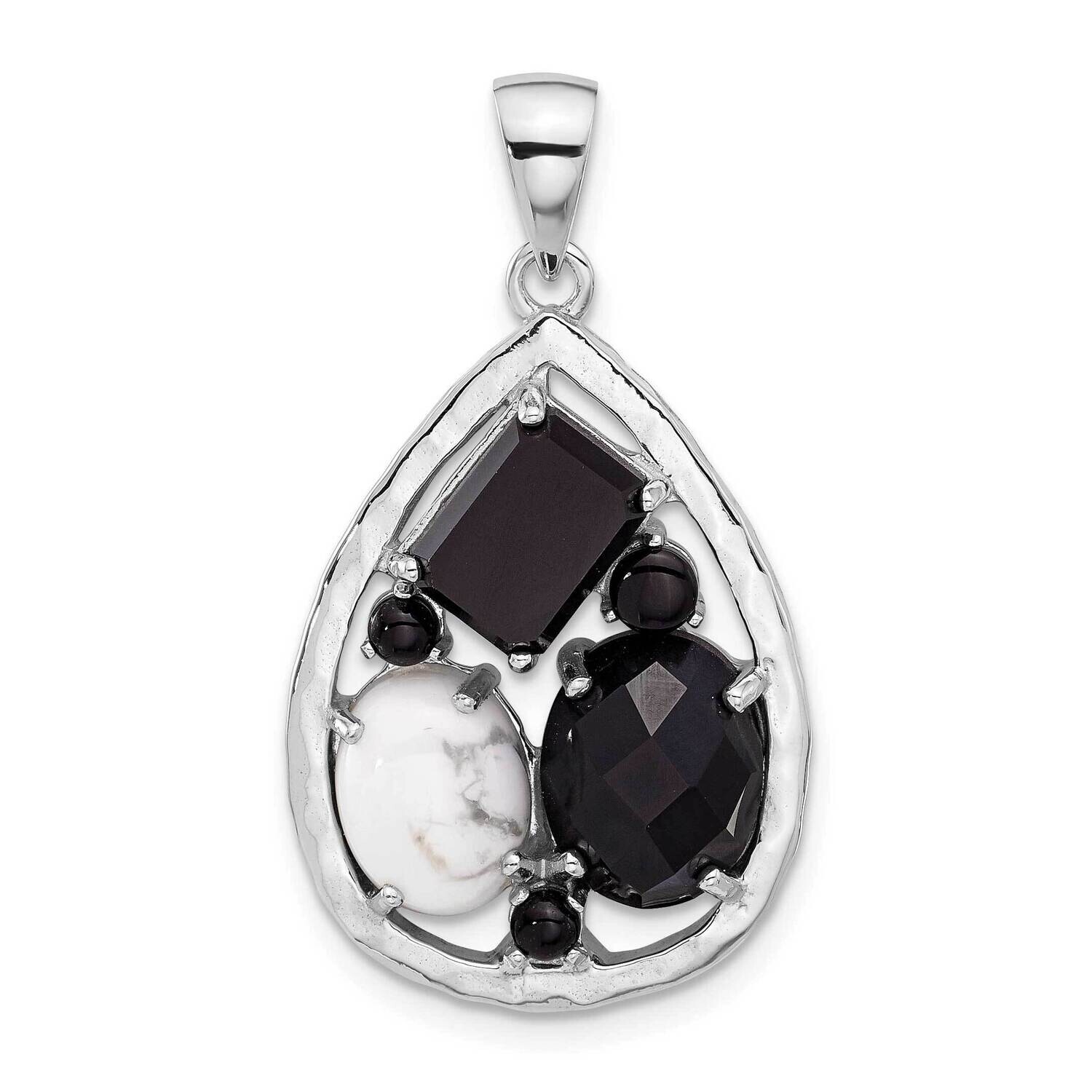 Agate Howlite Teardrop Pendant Sterling Silver Rhodium-Plated QP5759, MPN: QP5759,