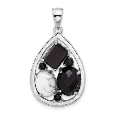Agate Howlite Teardrop Pendant Sterling Silver Rhodium-Plated QP5759, MPN: QP5759,