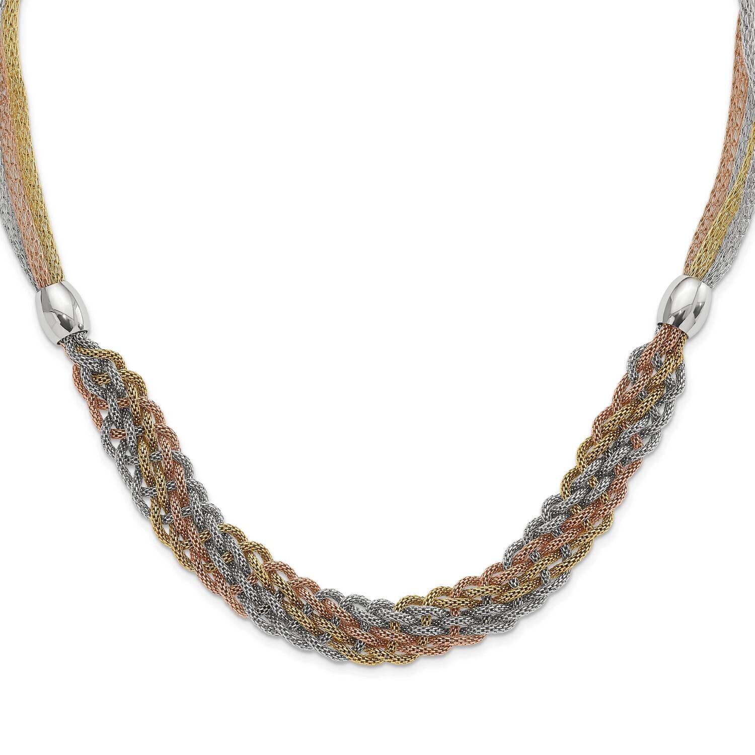 Yellow &amp; Rose Ip-Plated Braided Mesh Necklace Stainless Steel SRN1681-21