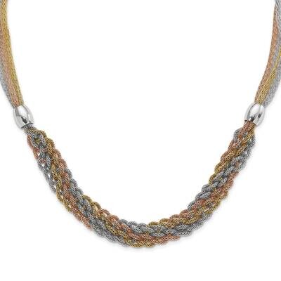 Yellow &amp; Rose Ip-Plated Braided Mesh Necklace Stainless Steel SRN1681-21 by Chisel, MPN: SRN1681-21…