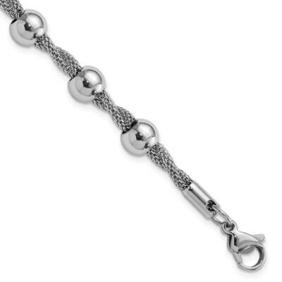 Polished Beaded Twisted Bracelet 8.25 Inch Stainless Steel SRB1379-8.25 by Chisel, MPN: SRB1379-8.2…