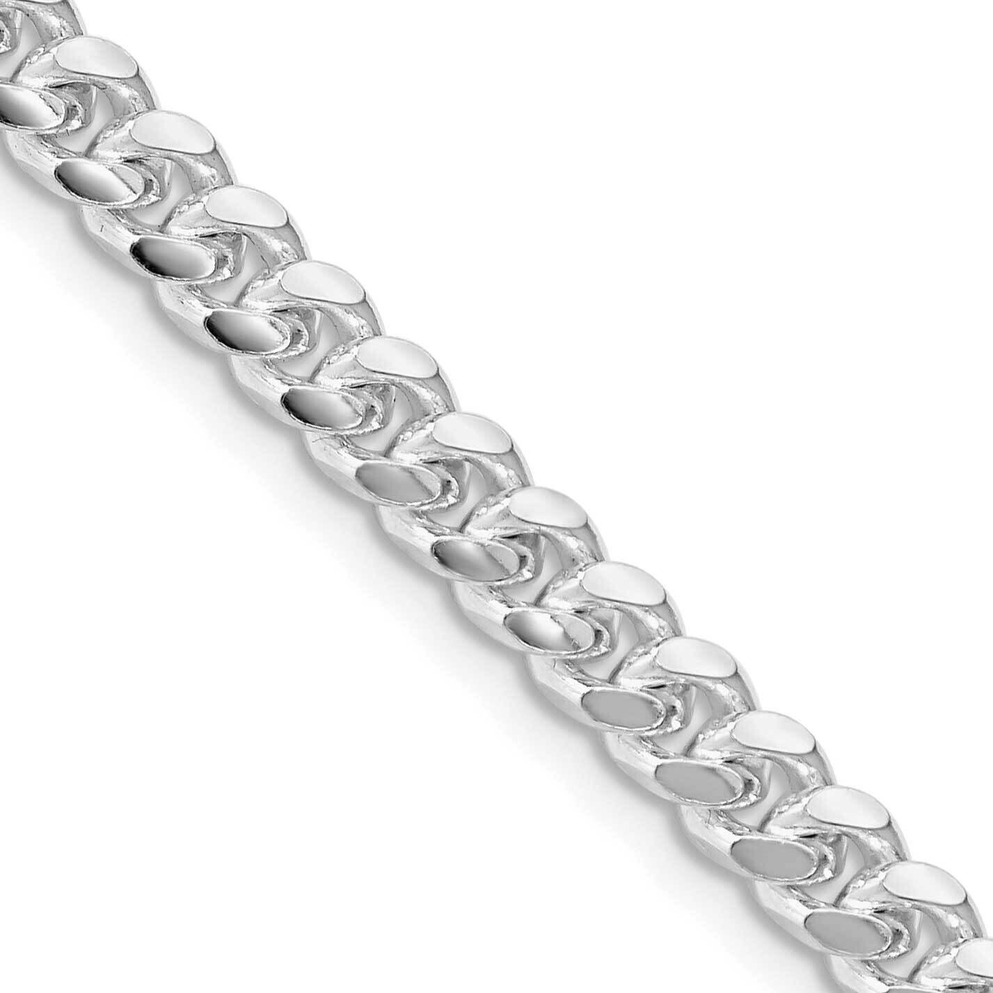 5mm Domed Side Diamond-Cut Curb Chain 22 Inch Sterling Silver Rhodium-Plated QRC150R-22