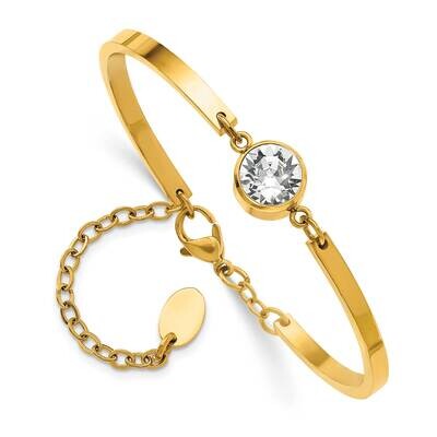 Chisel Polished Yellow Ip-Plated Crystal From Swarovski 6.5 Inch Bangle Bracelet 2 Inch Extension S…