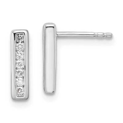 Rh Plated White Ice .15Ct Diamond Earrings Sterling Silver QW544, MPN: QW544,