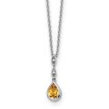 Rh Plated White Ice .01 Ct. Diamond Citrine 2 Inch Extender Necklace Sterling Silver QW369CI-18, MP…