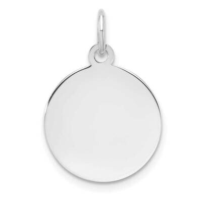 Rh-Plt Engraveable Round Polished Front Satin Back Disc Charm Sterling Silver QM539/18, MPN: QM539/…