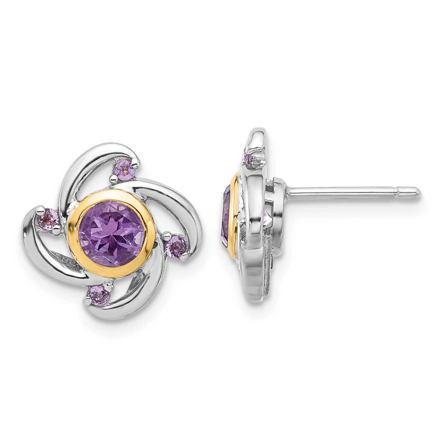 Shey Couture 14K Accent 1.05Amethyst .12Pink Quartz Earrings Sterling Silver Rhodium-Plated QTC1783…