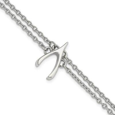 Polished 2-StrWishbone Bracelet 7.75 Inch Stainless Steel SRB1597-7.75 by Chisel, MPN: SRB1597-7.75…