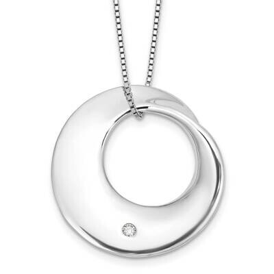 Rh Plt. White Ice .05Ct.Diamond Circle Slide 2 Inch Extension Necklac Sterling Silver QW554-18, MPN…