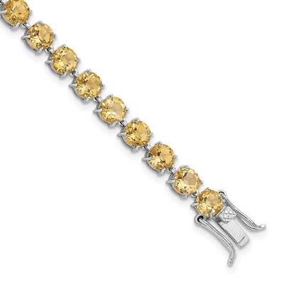 5mm 13.95Ci Citrine Bracelet 8 Inch Sterling Silver Rhodium-Plated QX992CI, MPN: QX992CI,