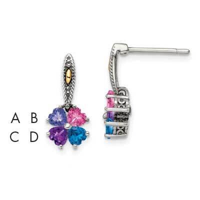4-Stone Mother&#39;s Earring Mounting Sterling Silver Antiqued 14k QME16/4, MPN: QME16/4,
