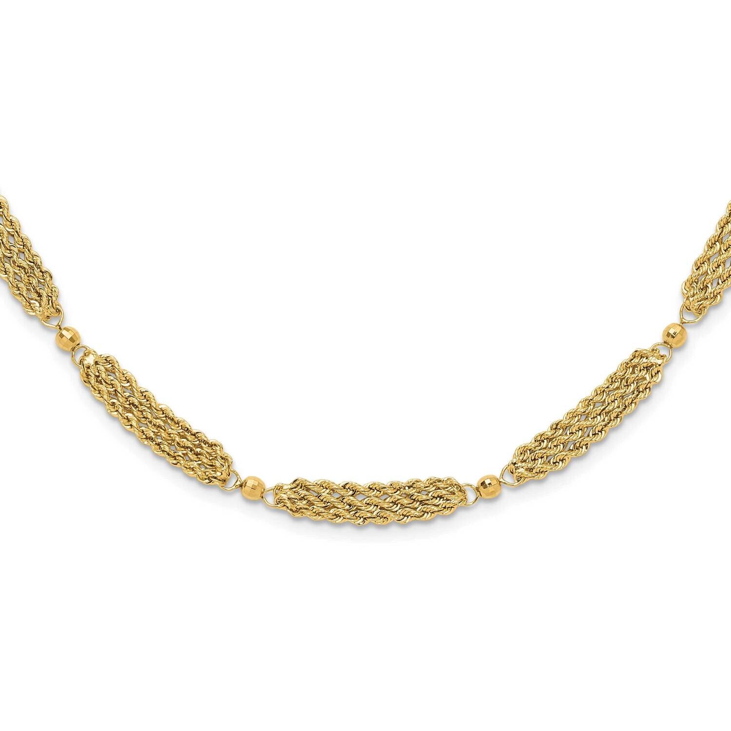 Diamond-Cut Multi-StrBeaded 18.25 Inch Necklace 14k Polished Gold SF3027-18.25, MPN: SF3027-18.25,