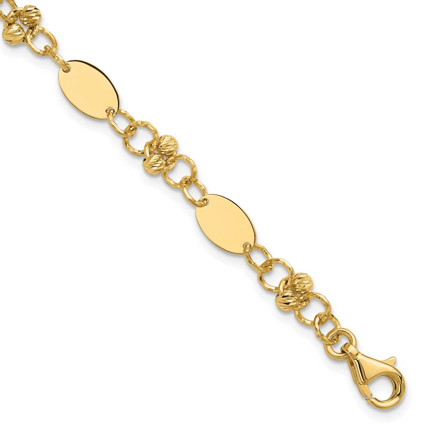 Diamond-Cut Beaded Fancy Plus 1 Inch Extender Bracelet 14k Polished Gold SF2981-7.25, MPN: SF2981-7…