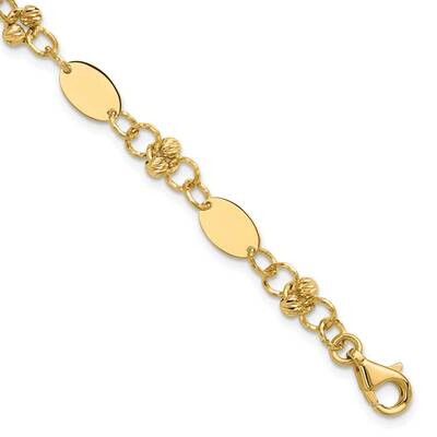 Diamond-Cut Beaded Fancy Plus 1 Inch Extender Bracelet 14k Polished Gold SF2981-7.25, MPN: SF2981-7…