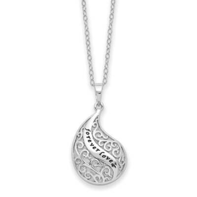 Sentimental Expressions Antiqued Forever Loved Ash Holder 18 Inch Necklace Sterling Silver Rhodium-…