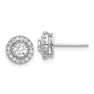 Sterling Shimmer CZ 34 Stone Round Post Earrings Sterling Silver Rhodium-Plated QSH106, MPN: QSH106,