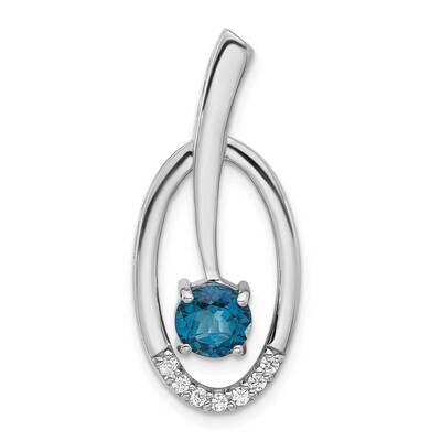 London Blue Topaz CZ Chain Slide Sterling Silver Rhodium-Plated QP5873BT, MPN: QP5873BT,