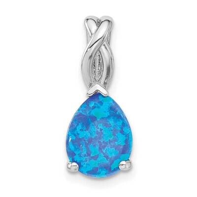 Blue Created Opal Pendant Sterling Silver Rhodium-Plated QP5761, MPN: QP5761,