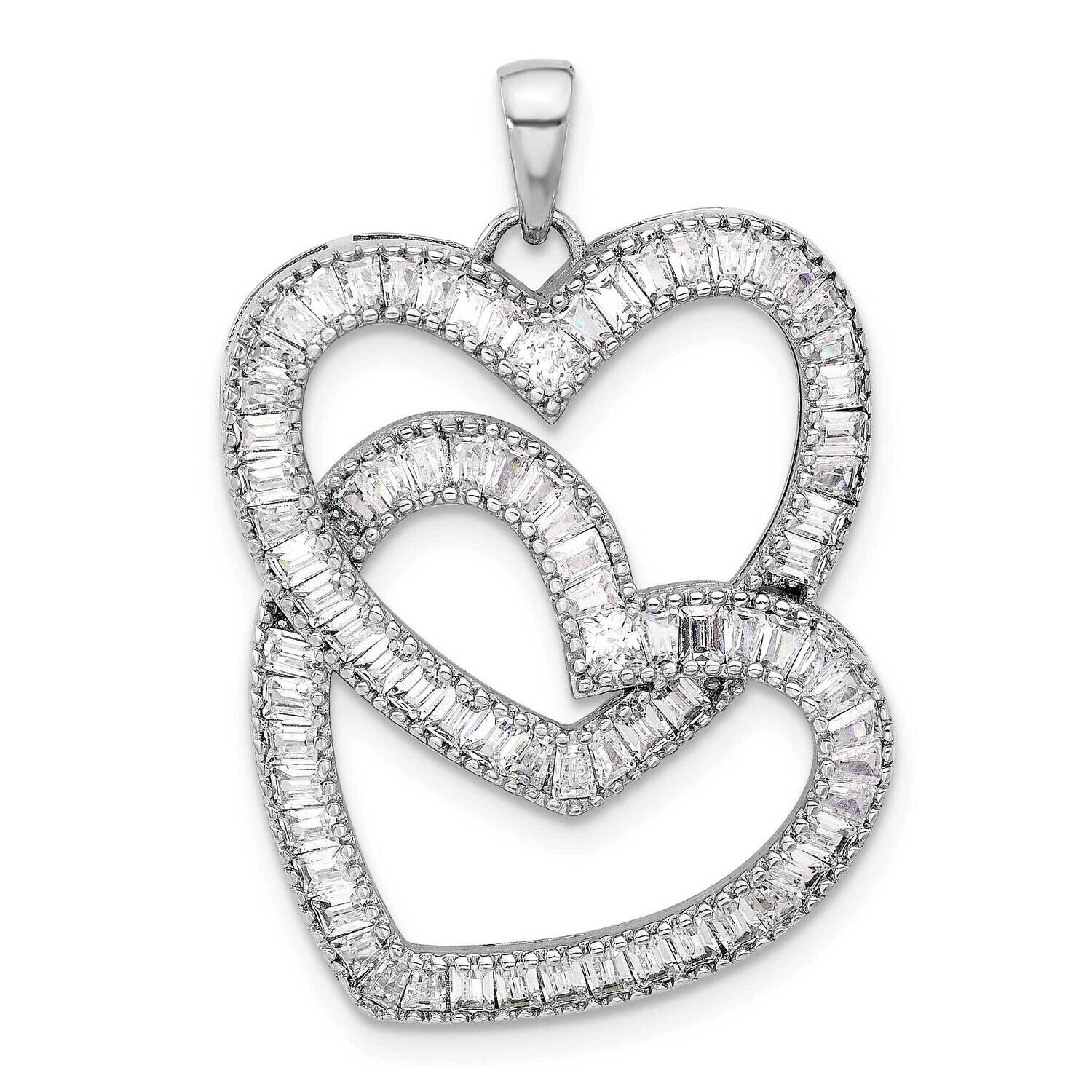 Intertwined CZ Hearts Pendant Sterling Silver Rhodium-Plated QP5780, MPN: QP5780,
