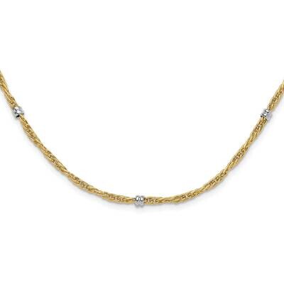 Polished Fancy Beaded Station Necklace 14k Two-Tone Gold SF2969-18, MPN: SF2969-18,