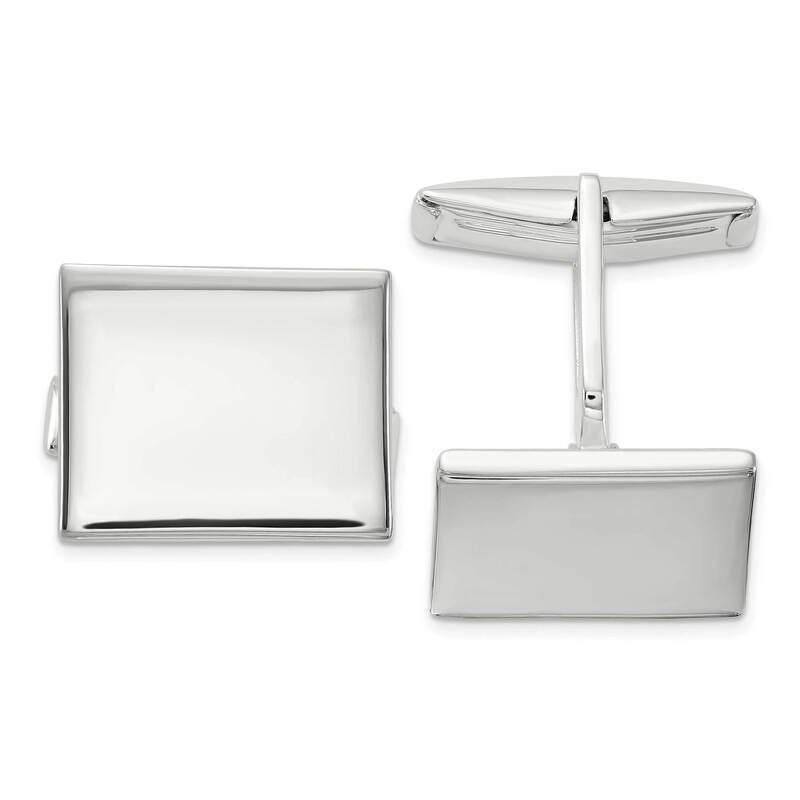 Rectangle Cuff Links Sterling Silver Polished QQ641