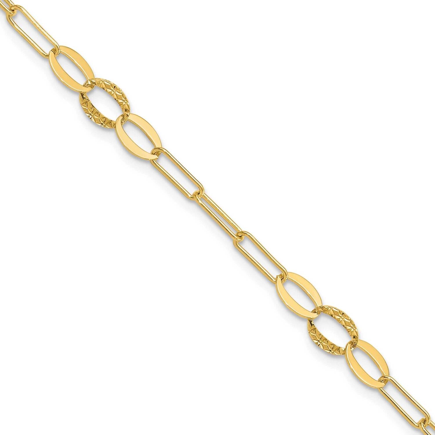 Paperclip Link 7.25 Inch Bracelet 14k Gold Diamond-Cut  SF3017-7.25, MPN: SF3017-7.25, 196904147436