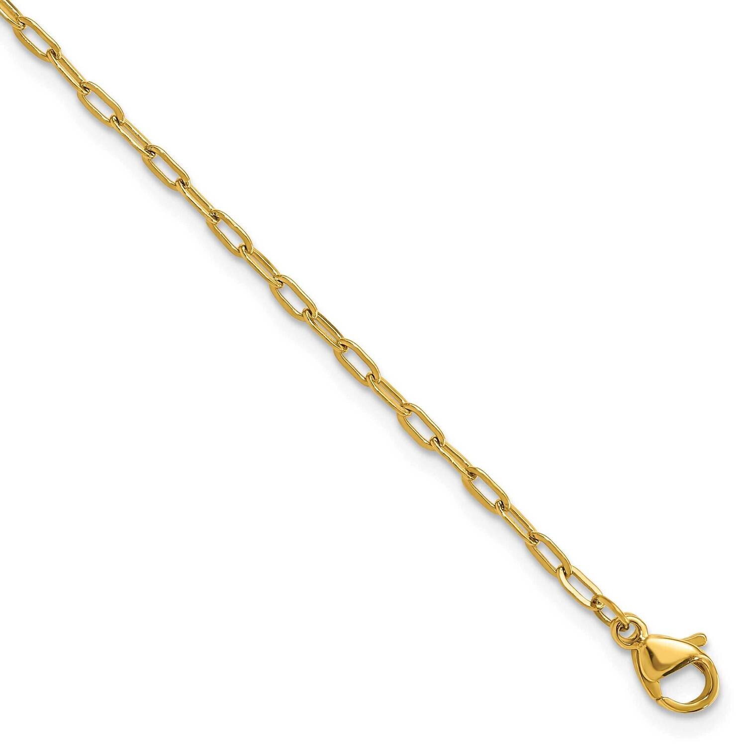 Chisel Polished Yellow Ip-Plated Enlongated Open Paperclip Link 7.25 Inch Chain Bracelet Stainless …