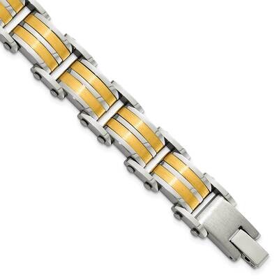 Chisel Brushed Polished Yellow Ip-Plated 8.25 Inch Link Bracelet Stainless Steel SRB3060-8.25 by Ch…