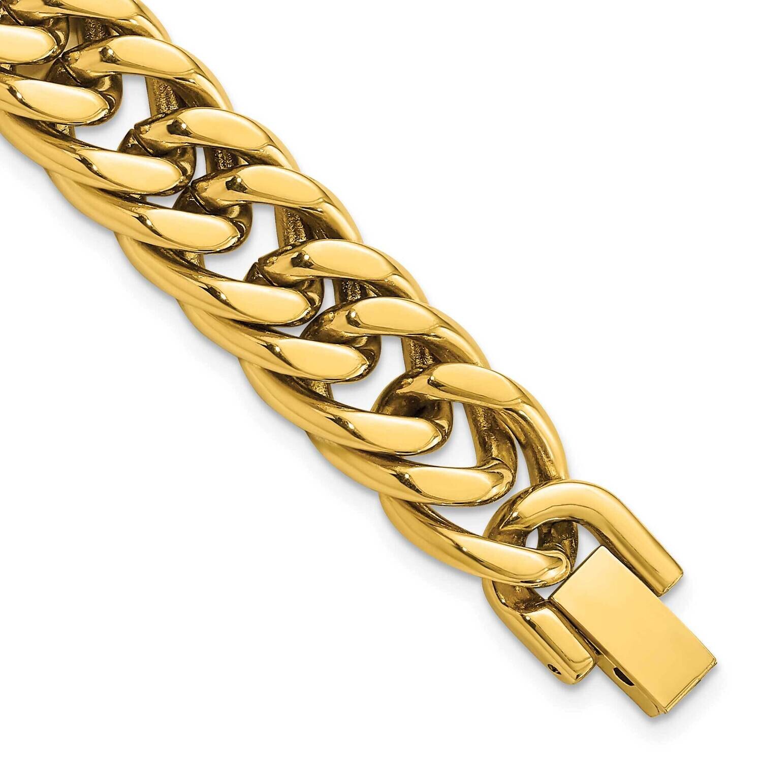 Chisel Polished Yellow Ip-Plated 12mm 8.5 Inch Heavy Curb Link Bracelet Stainless Steel SRB3066-8.5…