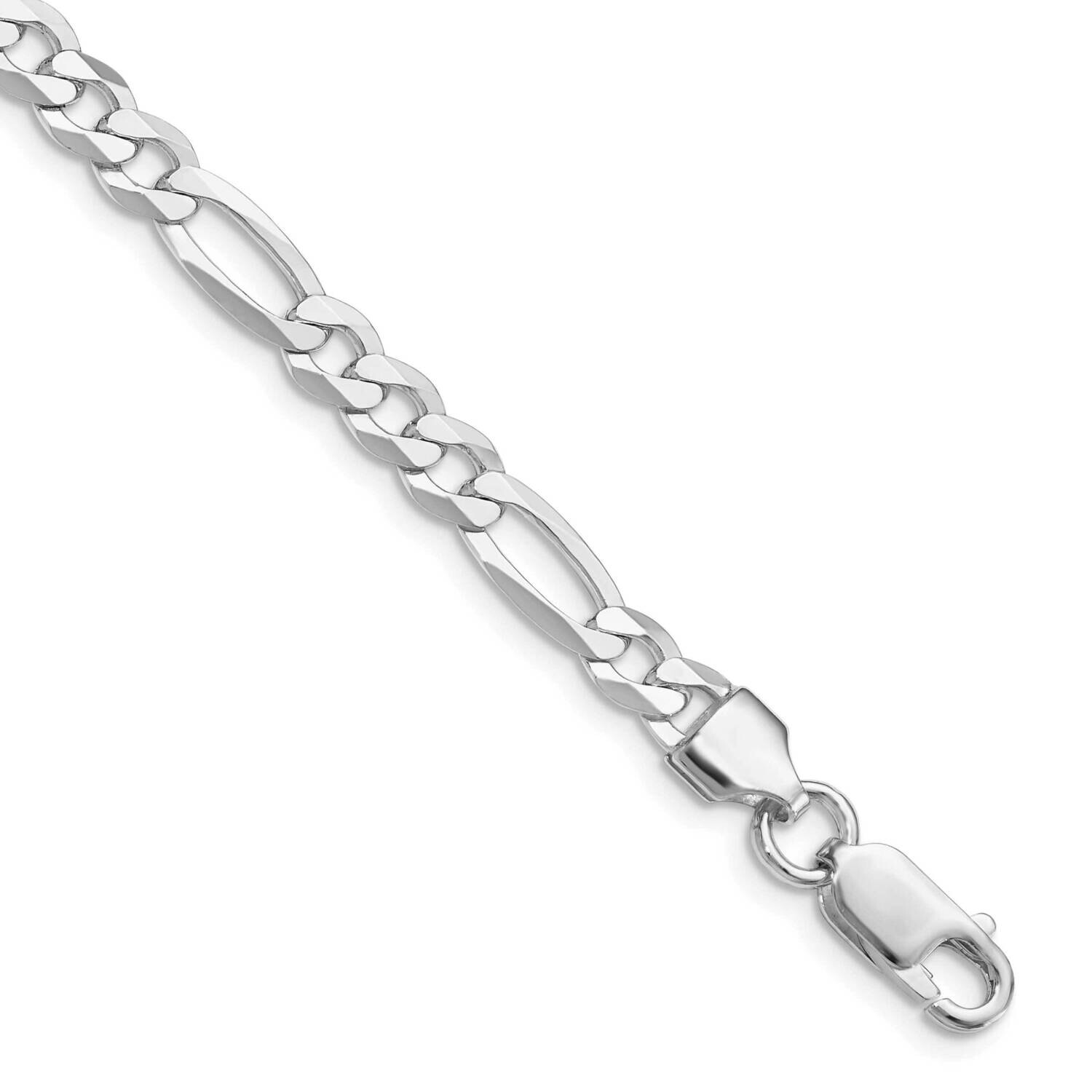 5.5mm Lightweight Flat Figaro Chain 7 Inch Sterling Silver Rhodium-Plated QMB150R-7, MPN: QMB150R-7,