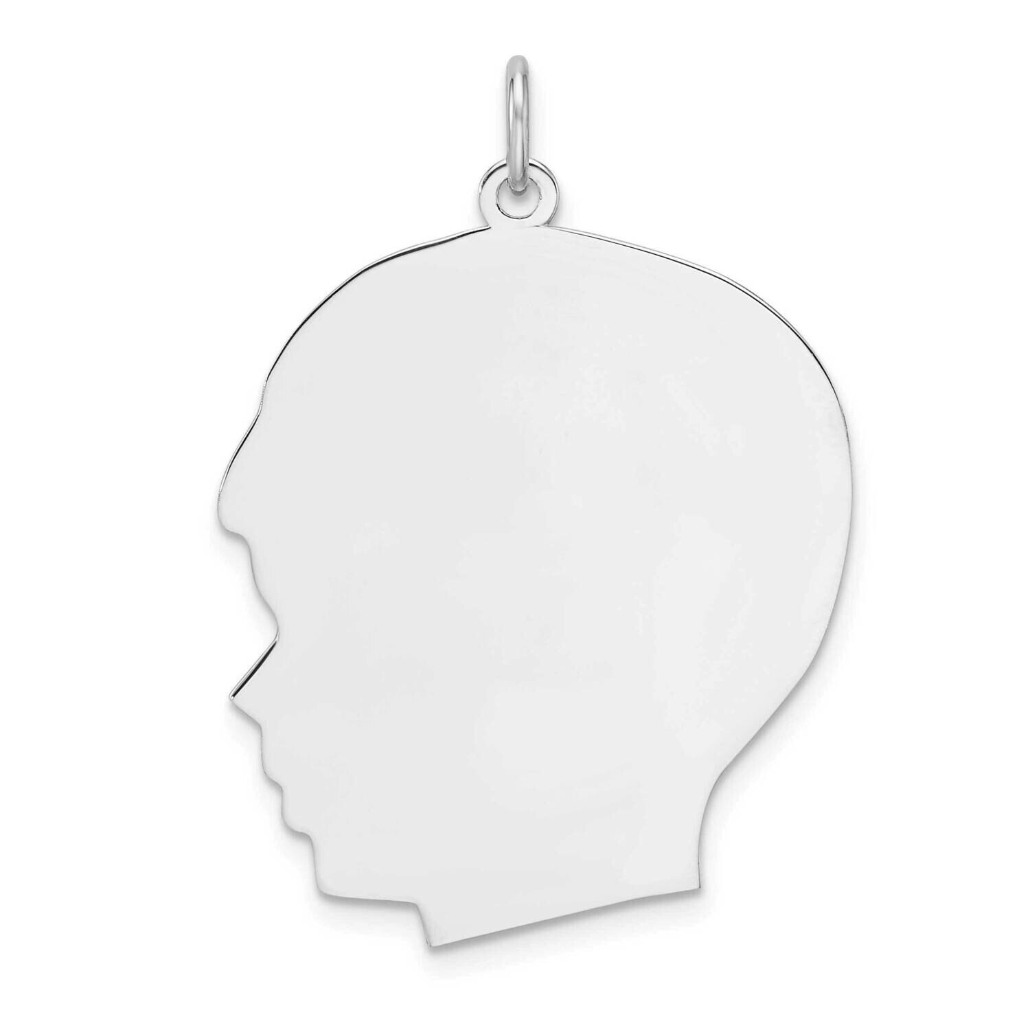 Rhod-Plate Eng. Boy Polished Front Satin Back Disc Charm Sterling Silver QM565/18, MPN: QM565/18,