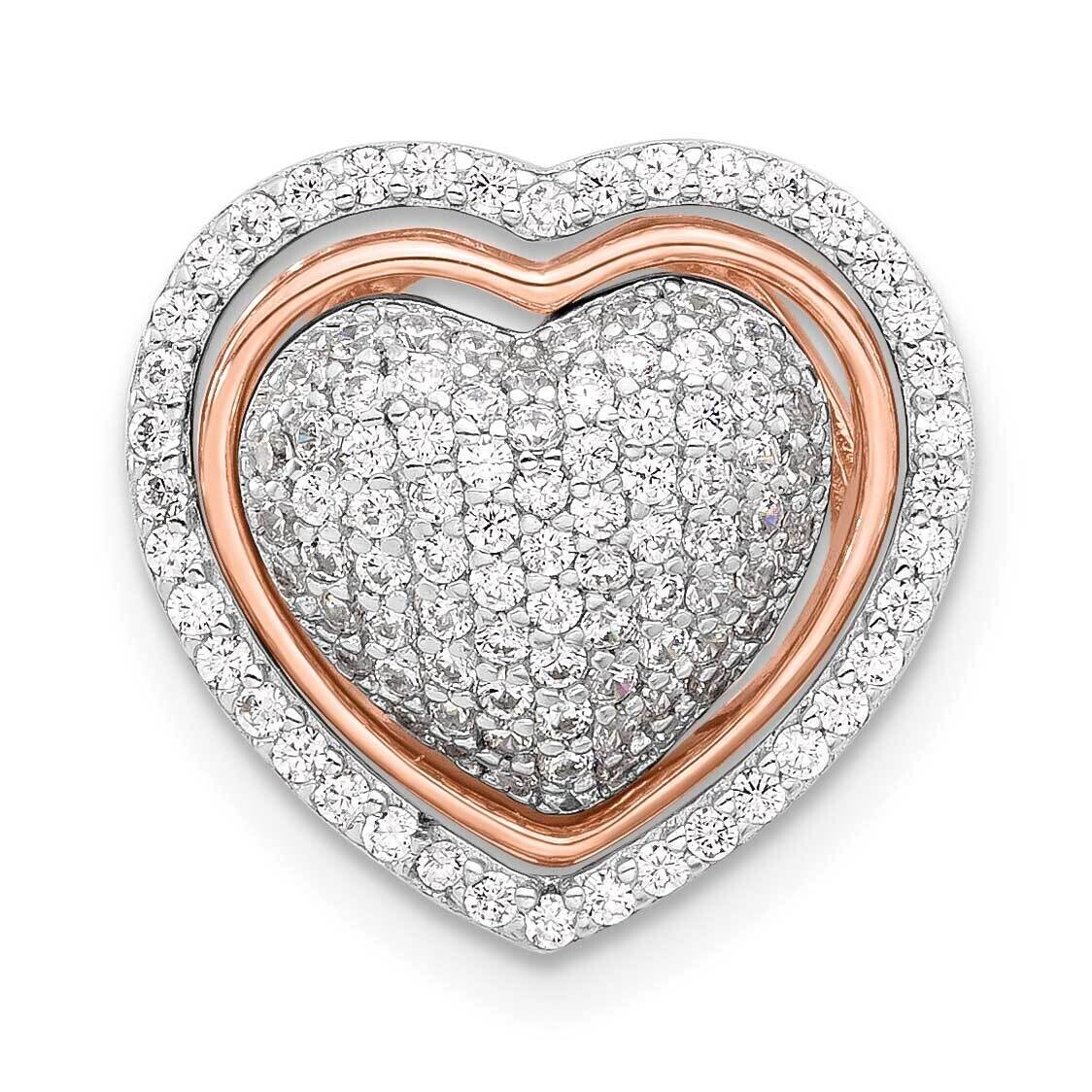 Rh-Plated Rose-Tone CZ 3-Piece Interchangeable Heart Sterling Silver QP5775, MPN: QP5775,