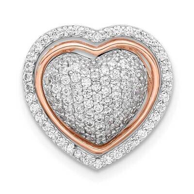 Rh-Plated Rose-Tone CZ 3-Piece Interchangeable Heart Sterling Silver QP5775, MPN: QP5775,