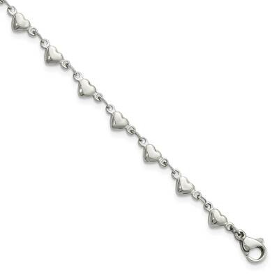 Chisel Polished Hearts 9 Inch Anklet Plus 1 Inch Extension Stainless Steel SRA118-9 by Chisel, MPN:…
