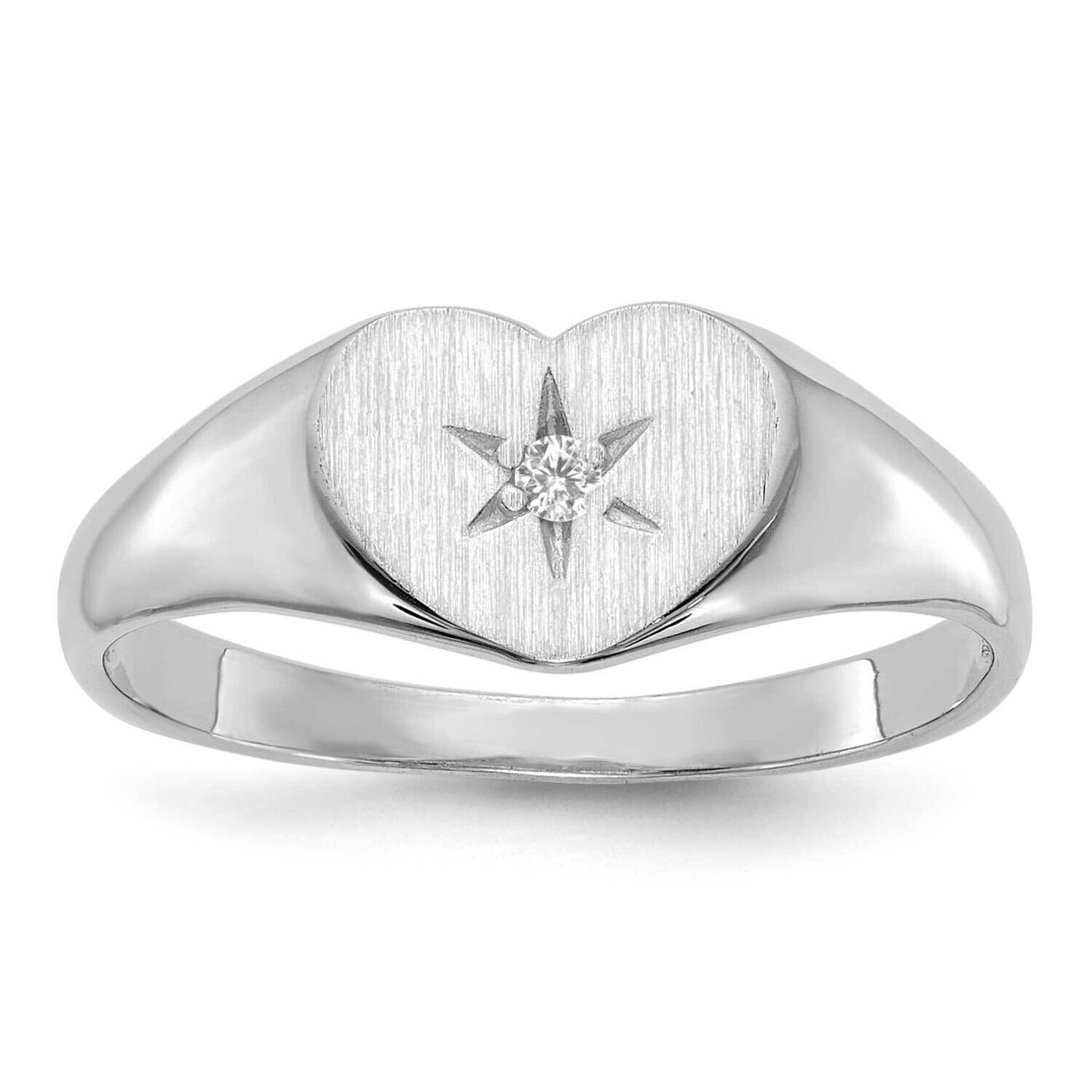 .01Ct. Diamond 7.0X10.0mm Open Back Heart Signet Ring 14k White Gold RS514WAA, MPN: RS514WAA,