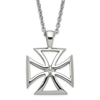 Polished Cross Pendant Necklace Stainless Steel SRN1013-18 by Chisel, MPN: SRN1013-18, 883957056791
