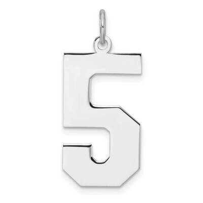 Polished Number 5 Charm Sterling Silver Rhodium-Plated QPXL05, MPN: QPXL05,