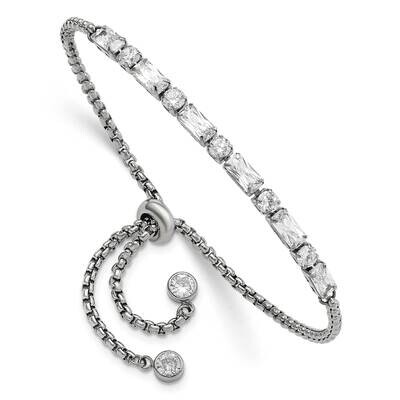 Chisel Polished CZ Adjustable Bracelet Up to 9.25 Inch Stainless Steel SRB3083 by Chisel, MPN: SRB3…