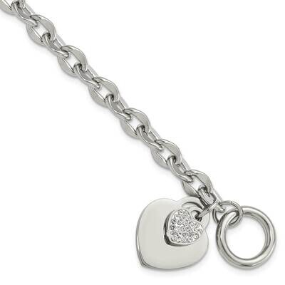 Chisel Polished Two Hearts CZ 7.5 Inch Toggle Bracelet Stainless Steel SRB3058-7.5 by Chisel, MPN: …