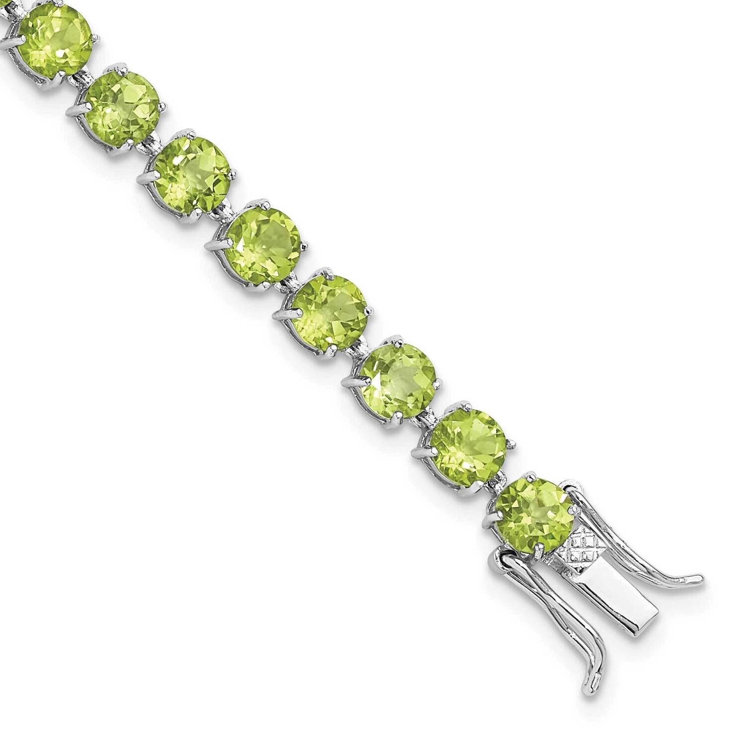 5mm 16.74Pe Peridot Bracelet 8 Inch Sterling Silver Rhodium-Plated QX992PE, MPN: QX992PE,