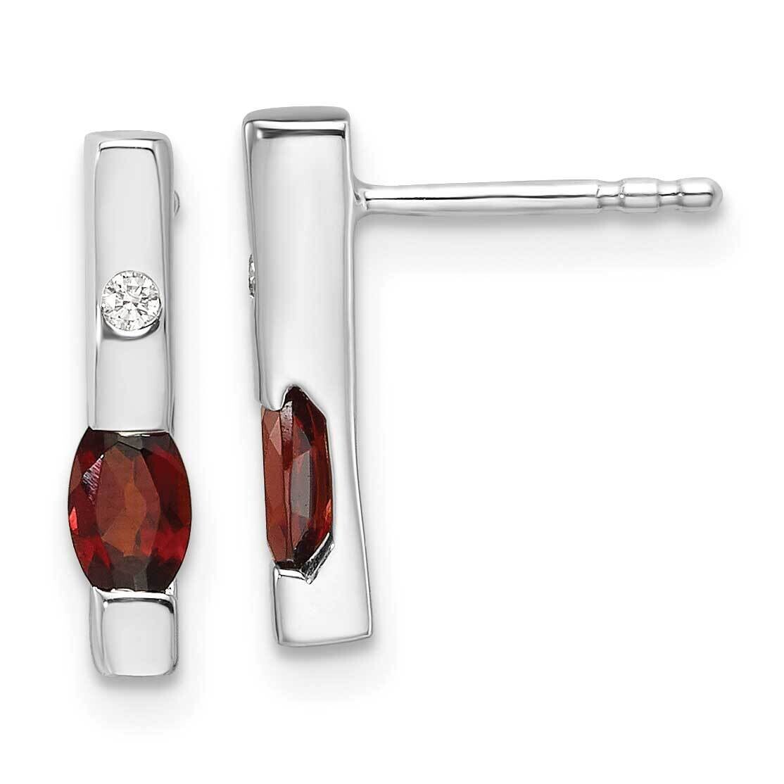 Rh Plated White Ice .02Ct. Diamond Garnet Earrings Sterling Silver QW210GA, MPN: QW210GA,