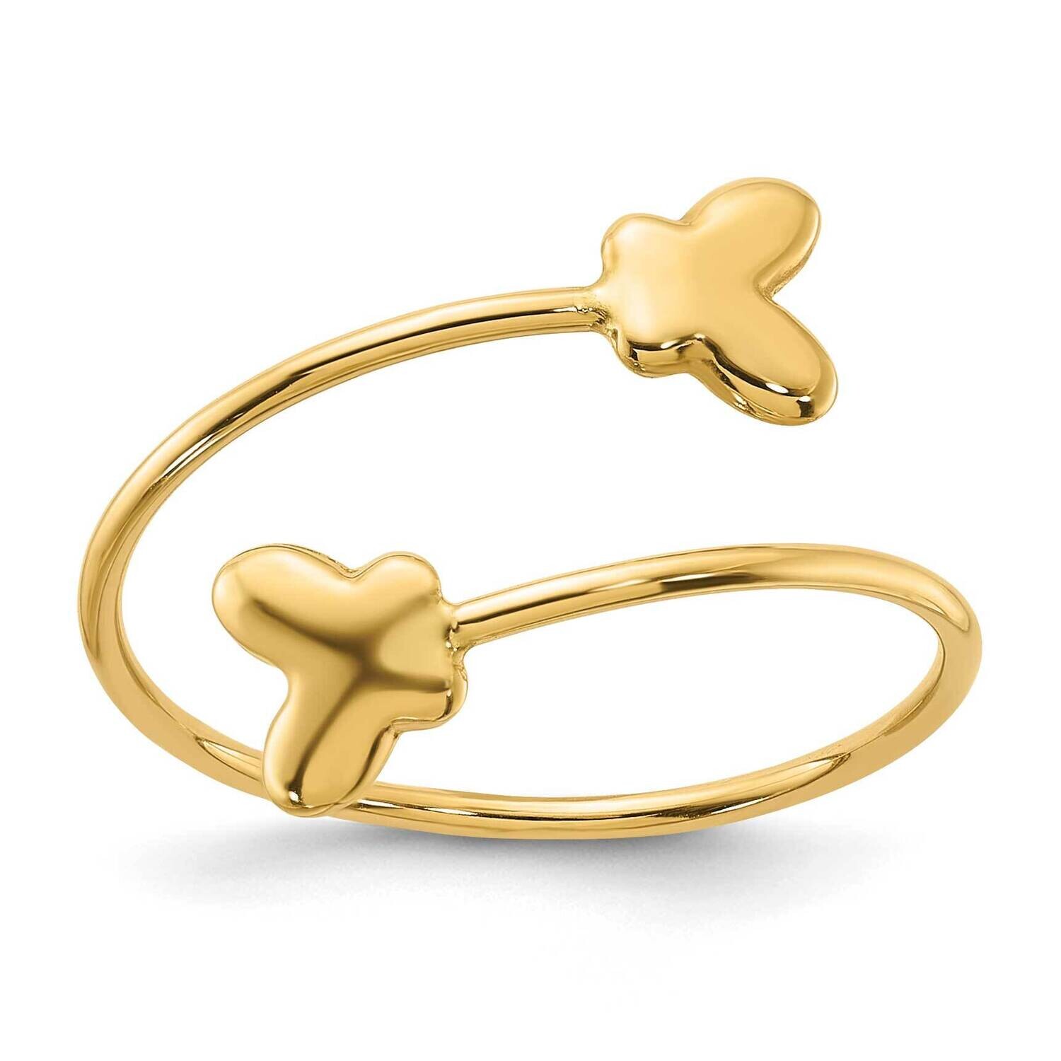 Adjustable Butterfly Ring 14k Polished Gold R965
