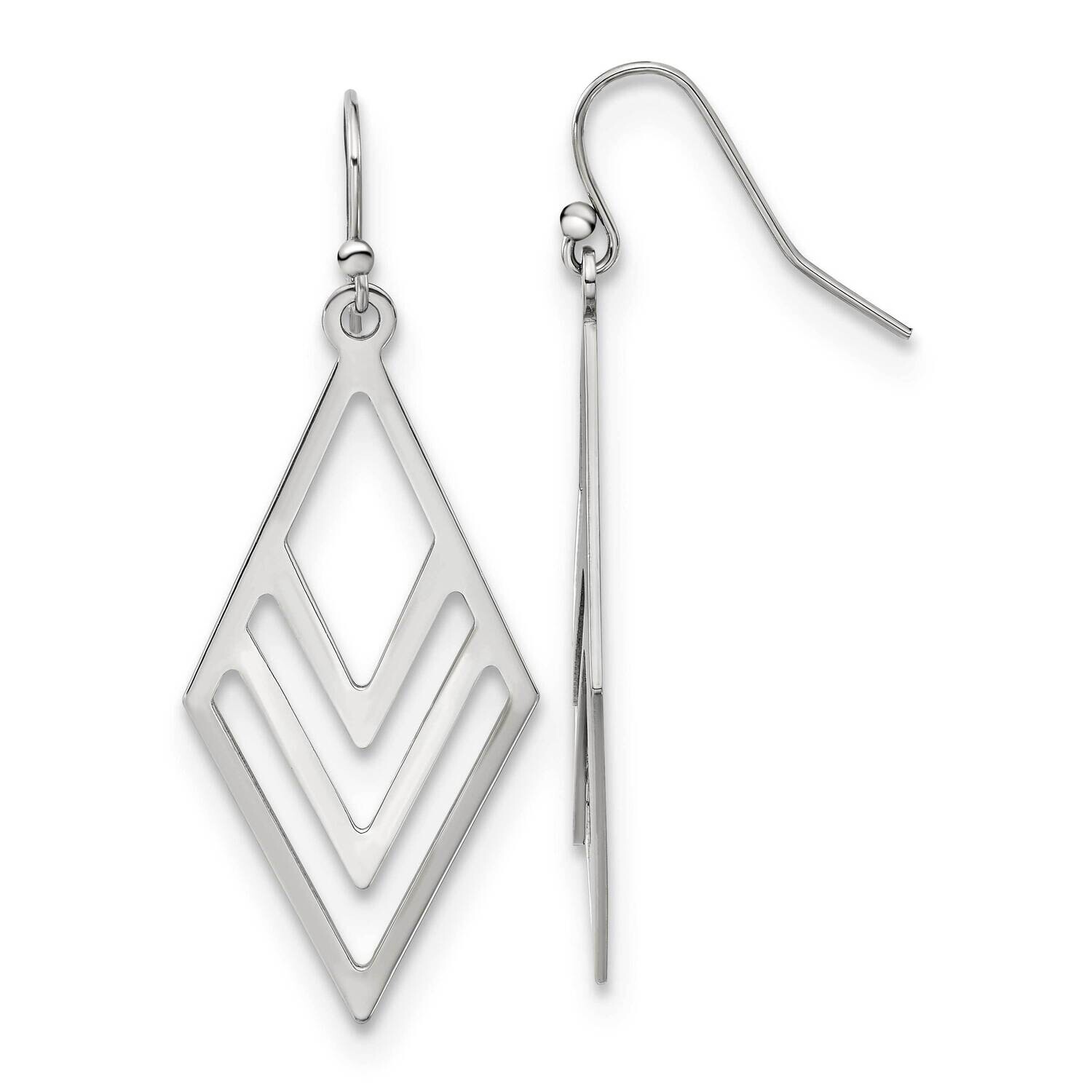 Chisel Polished Diamond-Shaped Dangle Shepherd Hook Earrings Stainless Steel SRE1613 by Chisel, MPN…