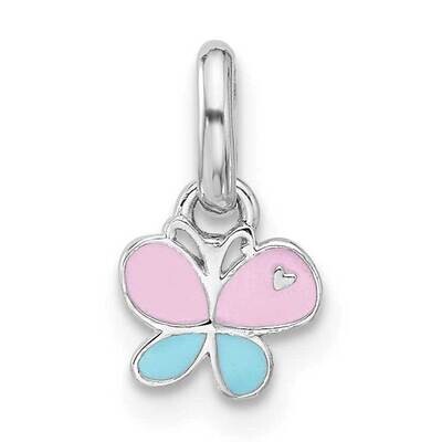 Children&#39;s Small Enamel Butterfly Pendant Sterling Silver Rhodium-Plated QP5858, MPN: QP5858,