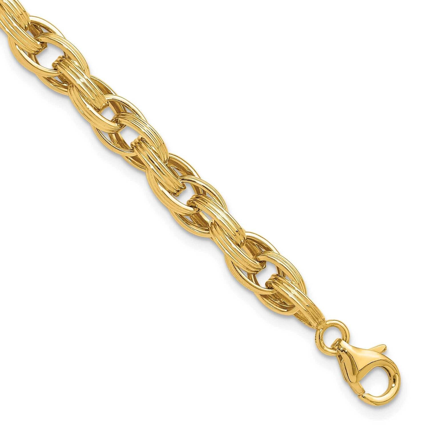 Grooved Fancy Oval Link Bracelet 7.5 Inch 14k Polished Gold SF3008-7.5, MPN: SF3008-7.5,