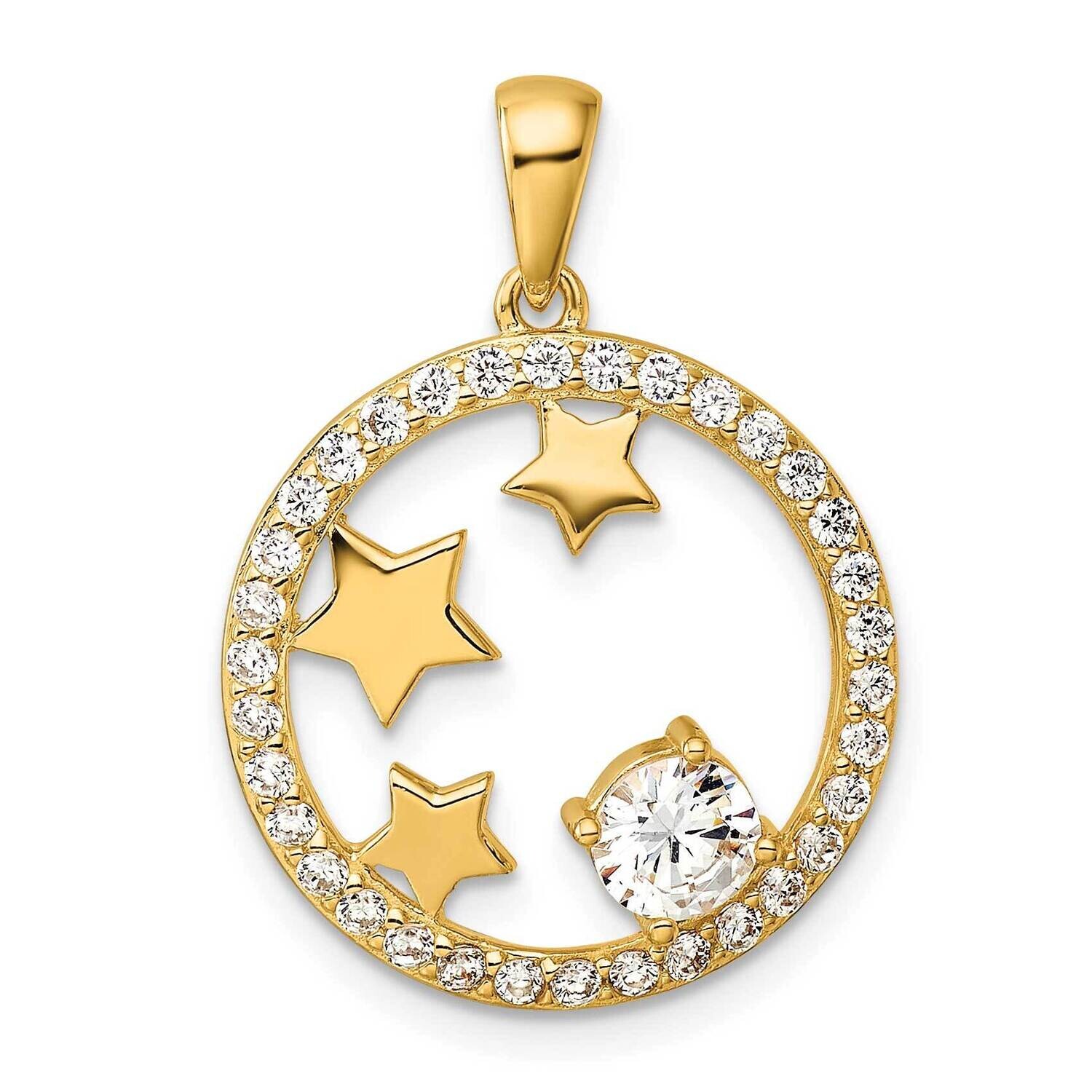 Gold-Plated CZ Stars Circle Pendant Sterling Silver QP5798, MPN: QP5798,